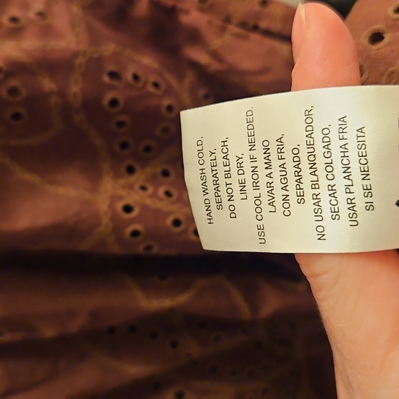 💕Joie | Brown Cotton Eyelet Mini Dress| W Sz M| Tiered Ruffle Boho Chic - Picture 6 of 10